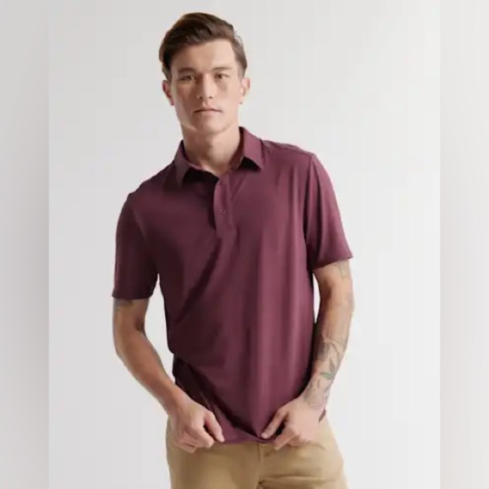 NWOT Quince Flowknit Breeze Performance Polo Burgundy Red Shirt Sz M